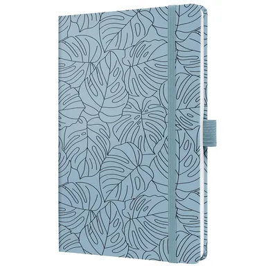 Produktbild von SIGEL JN353 Notizbuch Jolie - Blue Monstera - liniert - ca. A5 - hellblau, schwarz - Hardcover - 174 S. -