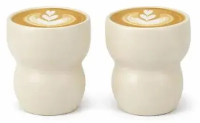 Image de LUNA mugs en céramique beige, 300 ml chacun, lot de 2