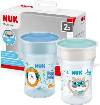 Produktbild von NUK Magic Cup Trinklernbecher | 230ml, 8+ Monate, 360°-Trinkrand, auslaufsicher, -frei, blau, 2 Stück