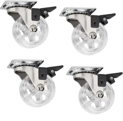 Image de Roulettes pour meubles SOTECH RAPID Ø 50 mm transparentes – avec frein (lot de 4)