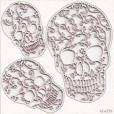 Produktbild von SCRAPINIEC Dekorpappe Die Cut Chipboard Dekoration Ornament, Totenköpfe - Monograce