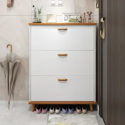 Produktbild von 360Home Ultradünner Schuhschrank, Schuhschrank für den Eingangsbereich, Superschmaler Schuhschrank, Dreitüriger Klappenschuhschrank,80*17*118cm