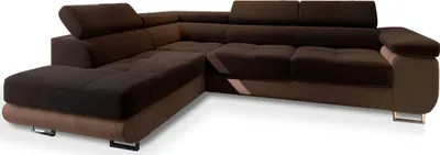 Produktbild von Masseno Ecksofa SELVA L-S mit Schlaffunktion L-Form, Sofa mit Bettkasten, Wohnzimmersofa, Couch, Soffa, Bettsofa, Couchgarnitur- Braun, MONOLITH 29 + MONOLITH 09