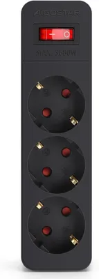 Produktbild von Steckeradapter für Steckdosenleisten mit 3 Steckdosen und Schalter – Schutzstecker mit Kindersicherung – Wandstecker – 16A – 250V
