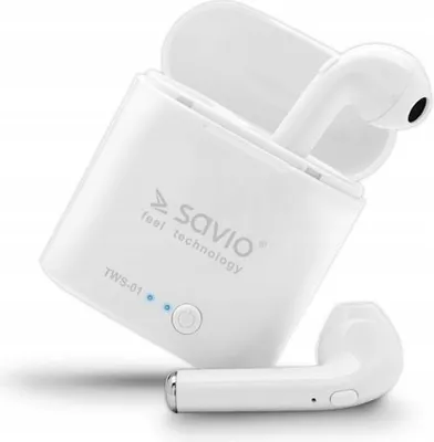 Zdjęcie produktu dla Bezprzewodowe słuchawki Bluetooth SAVIO TWS-01 - białe