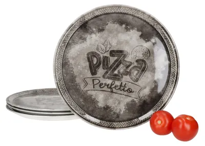 Obrázek produktu pro 4x Perfetto pizza talíř černý Ø 31,5 cm servírovací talíř pro 4 osoby