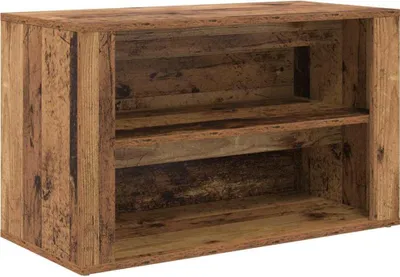 Image de vidaXL Étagère à chaussures avec étagère Vieux bois 75 x 35 x 45 cm Matériau dérivé du bois