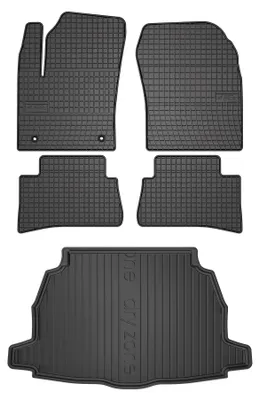 Zdjęcie produktu dla Dywaniki gumowe + mata bagażnika do Toyota C-HR I 2016-2019 (SUV/crossover) – czarne, dopasowane – Wielganizator SolidPRO