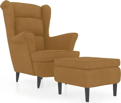 Produktbild von vidaXL Ohrensessel mit Hocker Braun Samt