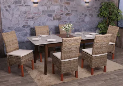 Obrázok produktu pre sada 6 jedálenských stoličiek Wicker Chair M44, Kubu Rattan ~ s vankúšom na sedenie