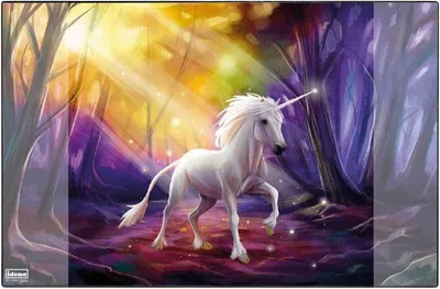 Produktbild von Idena 10453 - Schreibtischunterlage mit zwei Einstecktaschen, Einhorn, ca. 58,5 x 38,5 cm groß, praktisches Zubehör für Kinder-, Jugend- und Arbeitszimmer
