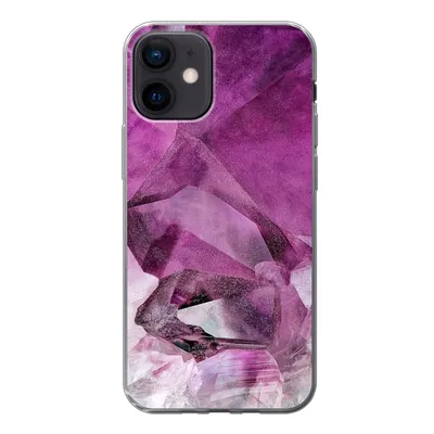 Produktbild von MuchoWow® Handyhülle Schutzhülle Hülle für iPhone 12 Naturstein - Lila - Luxus Silikon Softcase Handy Hülle - Schutzhülle