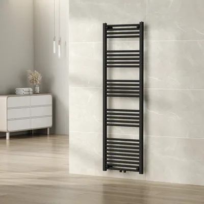 Zdjęcie produktu dla Grzejnik ręcznikowy 'Voss' z 28 prętami stalowymi 160 x 50 cm Czarny