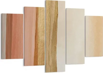 Produktbild von Bild auf Leinwand - Leinwandbild - 5 Teile - Gold Abstraktion Linien - 150x100cm - Wand Bild - Wanddeko - Wandbilder - Leinwanddruck - Bilder - Wanddekoration - Leinwand bilder - EA150x100-4739