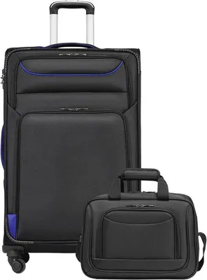 Productafbeelding van Trolley Koffer met 4 Wielen en TSA-slot - Set van 2, Zwart en Blauw