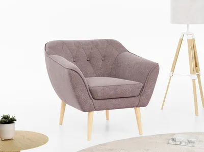 Produktbild von Sofa, Skandinavischer Stil, Holzbeine - PIRS - 1 Sitzer - Rosa - Struktur