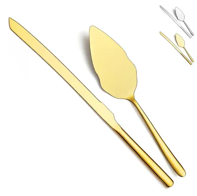 Tortenmesser-Set 2-teilig, Gold, Edelstahl, spülmaschinengeeignet