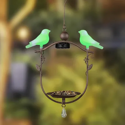 Produktbild von LED Solar Vogelfutterhaus Futterstation zum Aufhängen Farbwechsel