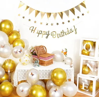 Produktbild von Luftballons Hochzeit Geburtstag Luftballon Girlande Deko Helium Gold Weiß Silber 105 stück Ballons aus extra dickem Naturlatex