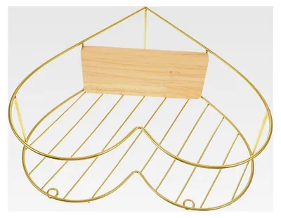 Produktbild von Wandregal Herz aus Eisen und Holz für Kinderzimmer, Schlafzimmer und Wohnzimmer – modernes Wanddekor und platzsparendes Aufbewahrungsregal