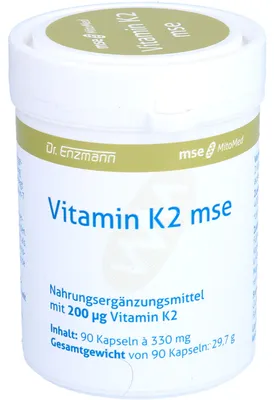 Produktbild von Dr. Enzmann Vitamin K2 mse Kapseln zur Unterstützung einer normalen Blutgerinnung und zur Erhaltung normaler Knochen, 90 St. Kapseln