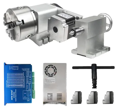 Image de Axe de tournage CNC, mandrin à 3 mors, compatible avec les servomoteurs, ajouter une alimentation électrique