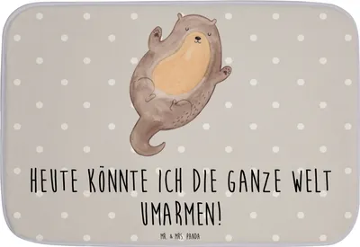 Produktbild von Mr. & Mrs. Panda Badezimmerteppich Otter Umarmen - Grau Pastell - Geschenk, Teppich Bad, Seeotter See, Duschvorleger, Optimistisch, glücklich, Hallo, Badteppich