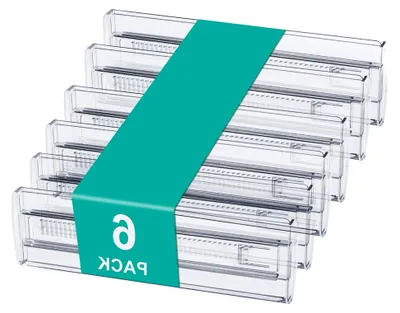 Produktbild von 6 Stück Verstellbare Schubladentrenner Set, Transparente Schubladenteiler, Länge 28,7 bis 50,5 cm, Trennsystem für Küche, Schlafzimmer, Büro, Schreibtisch, Kommode