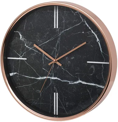Wanduhr, Marmor-Effekt, 38 cm, Schwarz, leise