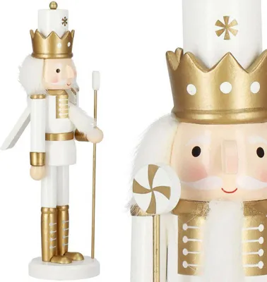 Obrázek produktu pro Louskáček - Král s žezlem 30,5cm zlatý, vánoční dekorace