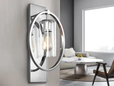 Produktbild von LED Wandleuchte Design innen, ausgefallene Wandlampe Treppenhaus & Flur, Chrom