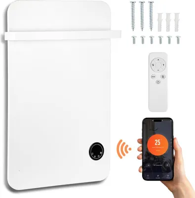 Immagine prodotto di Izrielar asciugamano riscaldatore a infrarossi 400W - telecomando WiFi Smart App capace, incl. per camera da letto, soggiorno, bagno ecc.