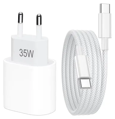 Image de Chargeur Rapide USB-C 35W + Câble USB-C 1M pour iPhone 17 Pro Max iPhone 16 15