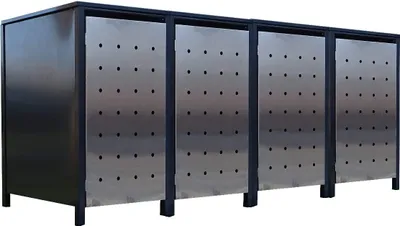 Produktbild von 4x Premium 240 Liter Tailor Mülltonnenboxen Stanzung 1 Anthrazit Tür-Edelstahl