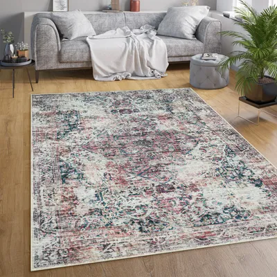 Immagine prodotto di Tappeto soggiorno tessuto piatto orientale marocchino ornamenti vintage lavabile dimensioni 240x340 cm