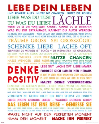 Produktbild von Lebe Dein Leben Bunt Motivational Kunstdruck - Mini Poster Druck Größe 40x50 cm