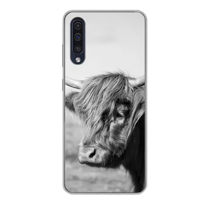Produktbild von MuchoWow® Handyhülle Schutzhülle Hülle für Samsung Galaxy A50 Schottischer Highlander - Tiere - Schwarz - Weiß Silikon Softcase Handy Hülle - Mobiltelefonhülle