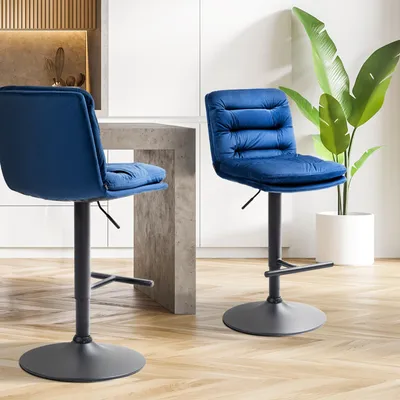 Produktbild von Barhocker HLO-CP247 Samt schwarz  blau