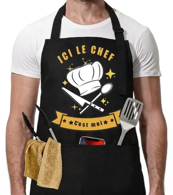 Imagen del producto de Delantal para hombre, 78 x 71 cm, ideal para asar a la parrilla y cocinar