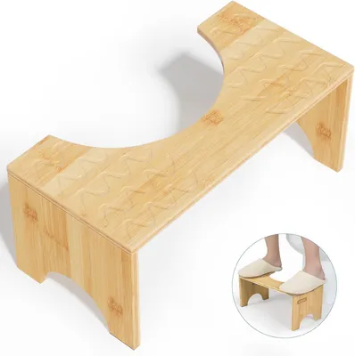 Produktbild von Toilettenhocker, Toilettenstuhl, Fußhocker aus Bambus, Tritthocker, Stuhlgang Unterstützung, Schemel Bad Klohocker Falten Fußbank