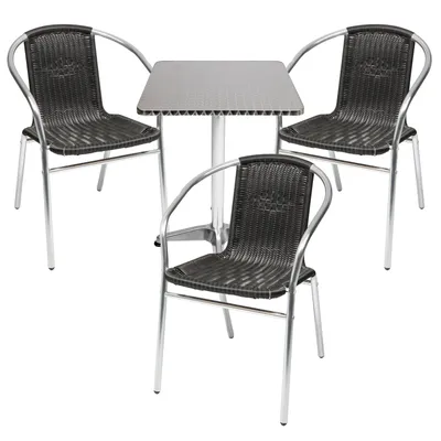 Produktbild von Bistrogarnitur 4-teilig eckig Aluminium - Rattan / Schwarz