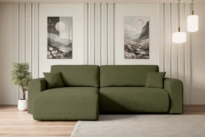 Produktbild von ALTDECOR Ecksofa mit Schlaffunktion und Bettkasten Corner Sofa Eckcouch Couch L-Form universal, links/rechts angeordnet Schlafcouch Ausziehbar Wohnlandschaft Schlafsofa ORRO-L - 272x145x83cm Grün