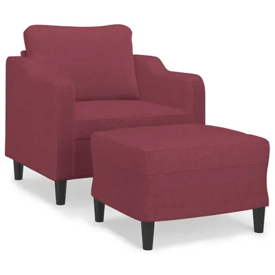 Image de vidaXL Fauteuil avec pouf vin rouge 60 cm Tissu