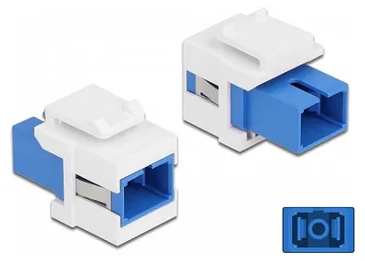Imagen del producto de Conector Keystone DeLOCK, tipo SC Simplex hembra a SC Simplex hembra, color azul/blanco, plano, azul, blanco, SC, SC, hembra, hembra