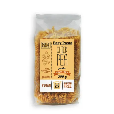 Produktbild von Easy Pasta Kichererbsen Fusilli 200g MHD: 16.07.2026 / glutenfrei / vegan / ohne Zuckerzusatz