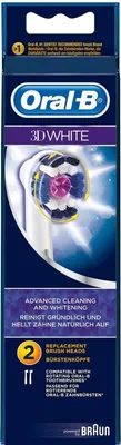 Obrázek produktu pro Oral-B 3D White, 2 kusů, Bílá, alle Oral-B elektrische tandenborstels, behalve Oral-B Pulsonic, 11 g, 18 mm, 60 mm