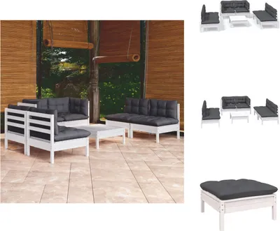 Produktbild von vidaXL 7-tlg. Garten-Lounge-Set mit Kissen Kiefer Massivholz -  Gartenmöbel-Sets