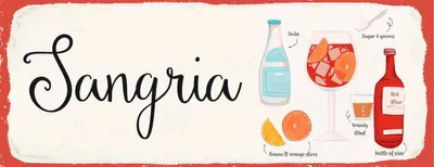 Produktbild von vianmo Holzschild 10x27 cm Sangria Cocktail Recipe Soda Essen Trinken