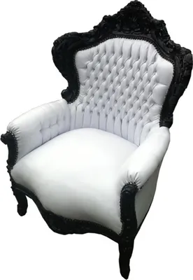 Produktbild von Casa Padrino Barock Sessel King weiß / schwarz in Lederoptik 85 x 85 x H. 120 cm
