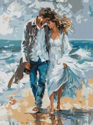 Produktbild von Malen nach Zahlen – Strandbild, Paar, 30x40 cm – Ideyka